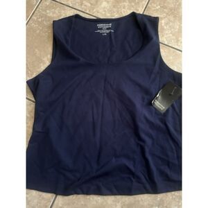 NWT Adrienne Vittadini L Ponte Square Neck Navy Top Blouse